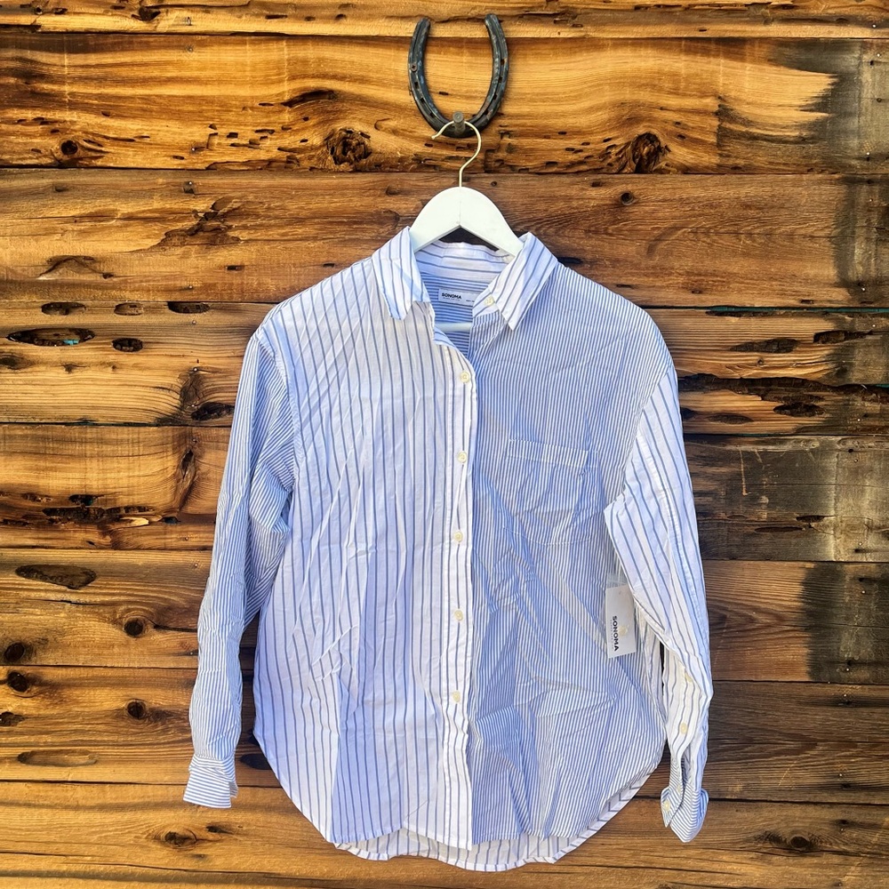SONOMA | NWT Blue Pinstripe Stripe Button Down Shirt PS